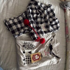 Checkered Pajama Set - Black and Gray